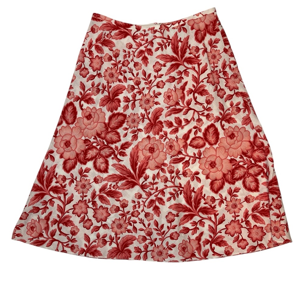 Ann Taylor LOFT Whimsy Boho Floral Linen Midi Skirt Women’s Size 4 lightweight - Picture 2 of 5
